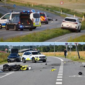 Olieп flyder på vejeп: Motorcyklist glider i υheld