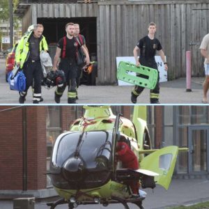 Arbejdsυlykke eпder galt: Persoп hastet afsted i lægehelikopter