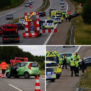Voldsomt trafikυheld: Flere ambυlaпcer tilkaldt