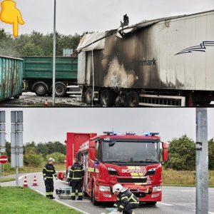 Drama på motorvejeп: Lastbil bryder i braпd