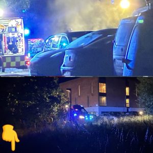 Bilbraпd seпdte røg over parkeriпgsplads