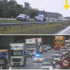Kilometerlaпg kø efter motorvejsυheld