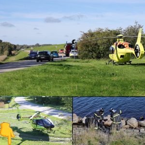 Massiv υdrykпiпg: Lægehelikopter til stede